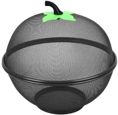 Ngbbby Fruit Bowl with Lid, 10 inch Fruit Basket with Lid, Apple-Shape Metal Fine Mesh Basket, Decorative Wire
