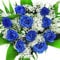 Großer Blumenstrauß - 10 blaue Rosen und Schleierkraut - Rosenstrauß inklusive gratis Grußkarte