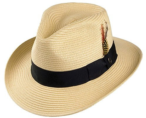 Jaxon & James Summer C-Crown Straw Fedora Hat - Natural - XXL