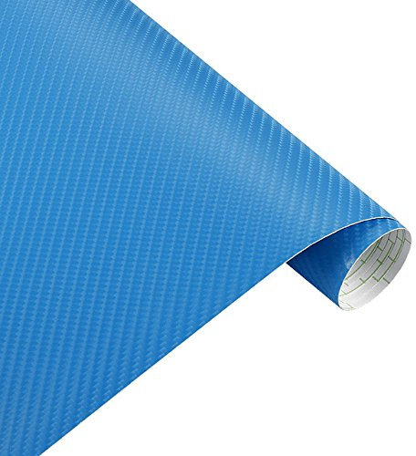 Könighaus (7,23€/m2 Babyblau 3D Carbon Autofolie 200 x 152 cm blasenfrei mit Anleitung