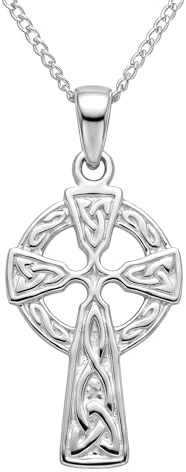 Alexander Castle Solide 925 Sterling Silber Keltisches Kreuz Kette für Damen - Kreuz Anhänger mit 18 Silber Kette & Schmuck Geschenk-Box - 20mm x 12mm