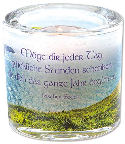 Butzon & Bercker Lichtmomente Windlicht – Schön, DASS es Dich gibt – Mundgeblasenes Glas mit Engelsmotiv & Spruch – Dekoratives Kerzenglas mit Teelicht