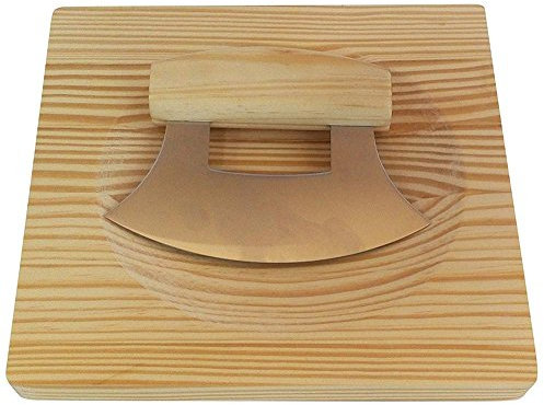 Esschert Design Kräuterschneideset aus Edelstahl, Kautschuk und Holz, 20,0 x 20,0 x 2,0 cm