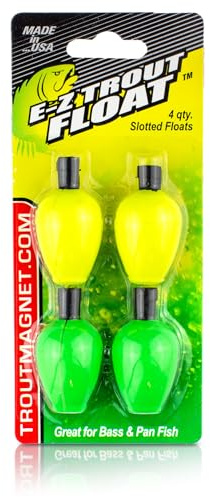 Trout Magnet E-Z Trout Float Fishing Bobbers, Easy Depth Adjustment, Ideal To Drift Small Lures Or Bait 4-Pack yellow