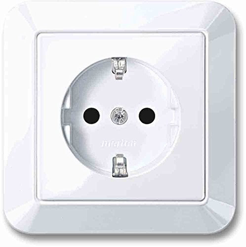 Merten MEG2300-1025 SCHUKO-Steckdose mit voller Abdeckplatte, BRS, Steckkl., aktivweiß glänzend, 1-M
