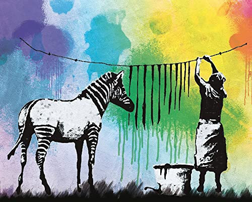 1art1 Banksy Poster Zebra Streifen Waschtag Kunstdruck Bild 50x40 cm