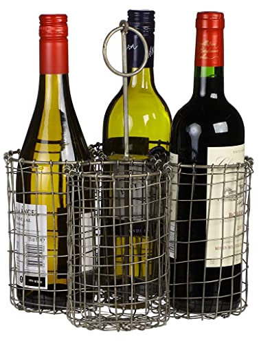 Dibor Grey Chicken Wire Metal Wine Bottle Holder Crate Kitchen Store Rack (CA93)
