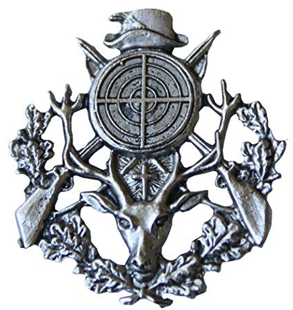 Breiter Hutanstecker Hutabzeichen Hutschmuck Abzeichen Jagdsport Schützensport Anstecker Hirsch mit Schützenscheibe Trachtenpin Brosche