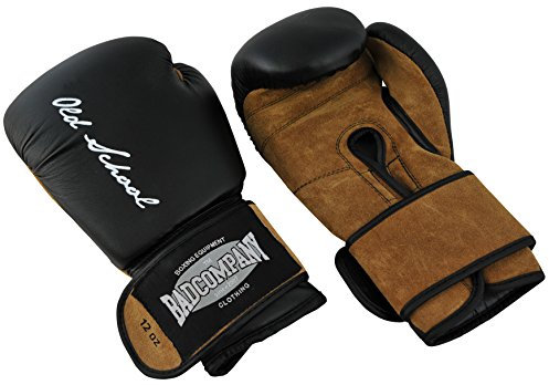 Bad Company Boxhandschuhe aus Leder I Modell Old School I Für das Boxtraining, Sparring und Wettkampf-Boxen I Gewichtsklasse 16 oz I Schwarz/Braun