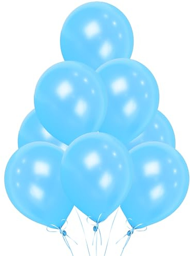 Light Blue Balloons 10 Pack, Large 12 Inch Thick Latex Biodegradable Helium Party Balloons for Birthday, Wedding, Baby Shower, Valentine's Day Events Decoration for Balloon Arch Garland