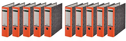 Leitz hochwertiger Ordner 180°, breit | 10er Pack, Orange, 1