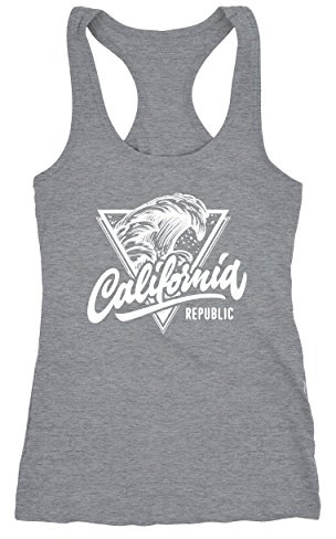 Neverless Damen Tank-Top California Republic Aufdruck Wave Surf Racerback