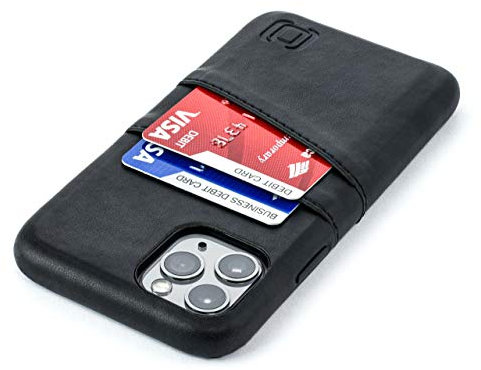 Dockem Wallet Case for iPhone 11 Pro: Built-in Metal Plate for Magnetic Mounting & 2 Credit Card Holder Slots (5.8 Exec M2, Synthetic Leather, Black)