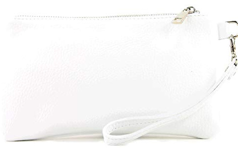 modamoda de T193 Damen Leder Clutch, Handgelenktasche Klein, 22 x 13 cm, Vielfarbig, Handmade in Italy