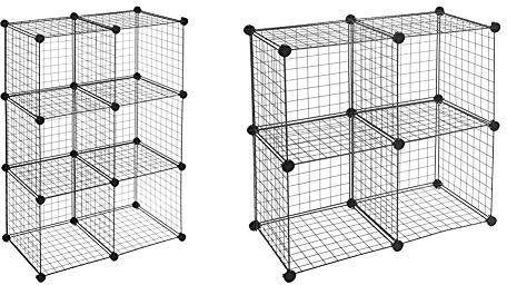 Amazon Basics 6 Cube Wire Storage Shelves - Black & 4 Cube Wire Storage Shelves - Black