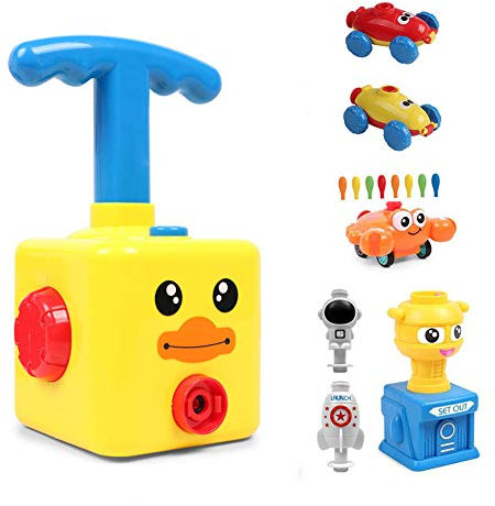 HOWADE Balloon Powered Launch Car Age 2+,Inflatable balloon car toy pump set, Hand Push Air Power Balloon Racer Vehicle Car Toy for Kids/Toddlers Gift