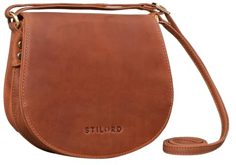 STILORD 'Lilly' Kleine Leder Tasche Damen Vintage Umhängetasche Handtasche zum Ausgehen Abendtasche Partytasche Freizeittasche für Frauen Echtleder, Farbe:andorra - braun, Größe:M