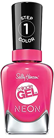 Sally Hansen Miracle Gel Salon Quality Nail Polish | Gel-Like Formula, Two-Step System, No UV Light Needed, Long Lasting | Opaque, Neon | 50 Fuchsia Fever | Bright Pink Nail Color