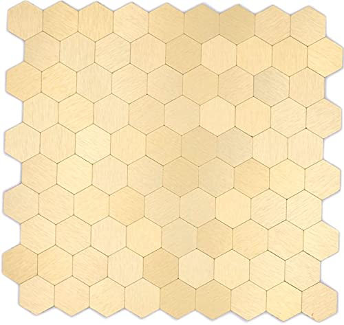 Piastrelle a mosaico autoadesive esagonali in metallo dorato