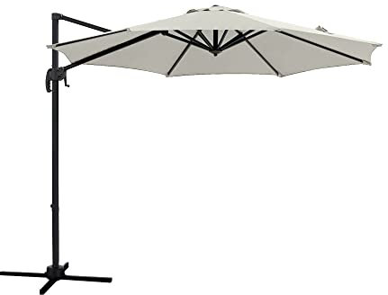 Parasol Deporte Octogonale Ø300cm de Plage - Parasol Déporté 3x3 M Beige Aluminium - Parasol Plage, Balcon, pour Patio