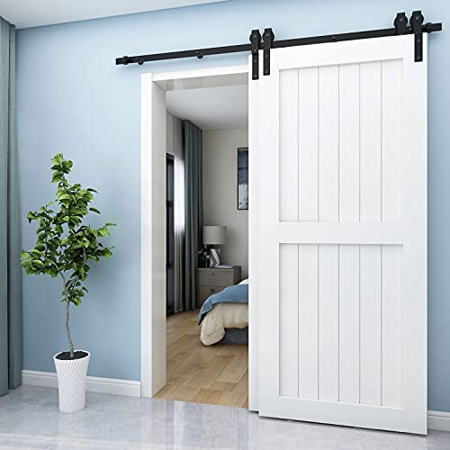 167cm/5.5FT One Track Upgraded Sliding Door Hardware Kit Single Track Bypass Door Track Fit Double 70.5cm Wide Door J Style