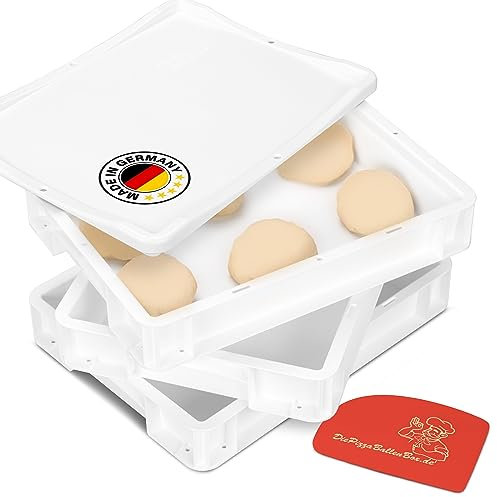 RoyalFay Caja para pizza, fabricada en Alemania, apta para alimentos, 30 x 40 x 8 cm (3 cajas con 1 tapa), color blanco