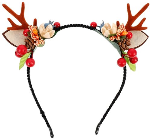 Lurrose Weihnachten Geweih Haarreifen Rentier Haarband Cosplay Haarschmuck Rentiergeweih Kopfschmuck Elchgeweih Deko für Erwachsene Kinder Foto Requisiten Reh Kostüm Zubehör 3. 6CM