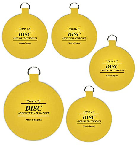 Disc Hanger for Walls - Strong Invisible 75mm Plate Holder - Pack of 5 Self Adhesive Hooks for Picture Plate Hanging