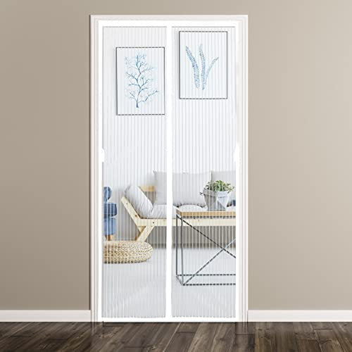 Fliegengitter Magnet 80X200cm Fliegengitter Fenster tesa Doppeltür fliegengitter tür Magnet mückengitter balkontür Haustür, Weiß