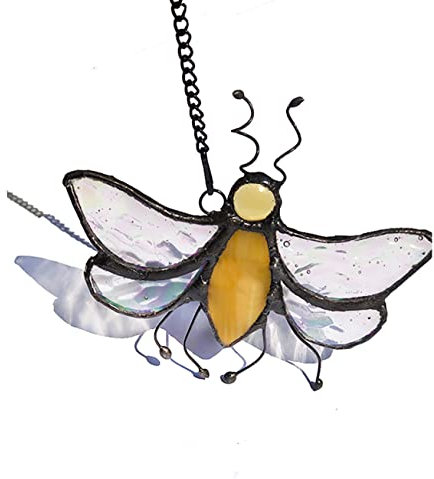 HUIMEIJU Buntglas-Bienen-Fensteranhänger zum Aufhängen / Tiffany-Glas Deko-Anhänger, Geburtstagsgeschenke für Klassenkameraden, Kollegen, Familie, Kinder, Autoanhänger, Gartendekoration