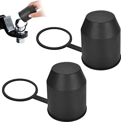 Copertura a Sfera per Gancio di Traino, 2 Pezzi Tappi Per Gancio di Traino, Tappo di Protezione per Gancio di Traino con Anello di Sicurezza per Auto, Camper, Testa a Sfera del Rimorchio (Nero)