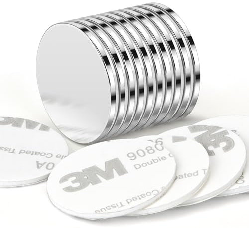 Wukong Neodym Magnete Extra Stark, 25x2mm | 10 Pack Magnete Selbstklebend Stark, Kleine Magnete Klebemagnete, Extra Starke Magnete für Heimwerker, Wissenschaft, Büro, Küche und Lager