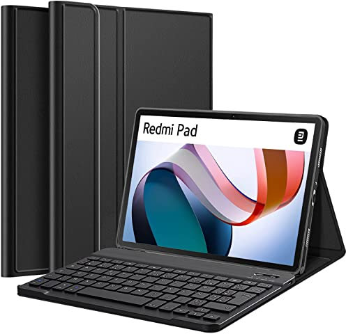 Nanhent Clavier Coque pour Xiaomi Redmi Pad 10.61 Pouces 2022, AZERTY Français Amovible Bluetooth sans Fil Clavier Étui Housse pour Redmi Pad 10,61 (Redmi Pad)