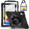 Gerutek Funda Anticaída para iPad 11ª Gen 2025 A16 / iPad 10 Gen 2022 (11/10,9 Pulgadas), Funda Resistente con Protector de Pantalla, Soporte 360° Giratorio, Correa de Mano/Hombro, Portalápiz, Negro