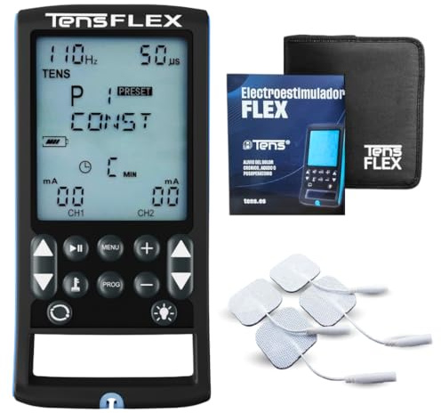 Tens Flex Electroestimulador Muscular Tens Original 42 Modos Función TENS, EMS y Masaje, Alivio Dolor y Fortalecimiento del Músculo.
