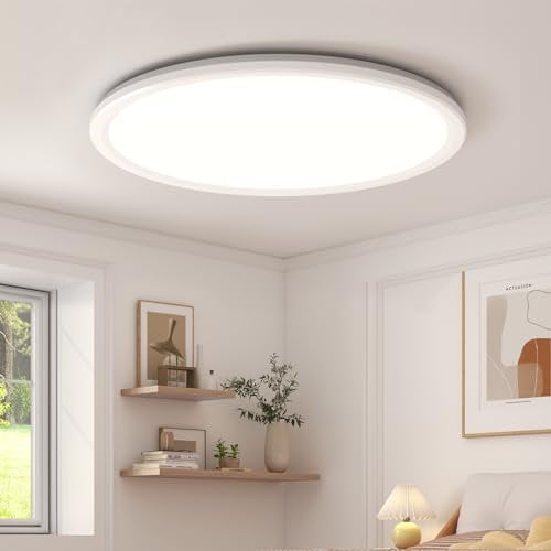 Aisutha Deckenlampe Rund LED Deckenleuchte 18W, 5000K, 1800LM, IP54 Wasserdichte Badezimmer Lampe für Wohnzimmer Küche Schlafzimmer Flur Balkon, Ultra Dünn Led Lampen Deckenlampen Ø22cm, Weiß