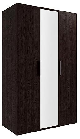BETTSO -Drehtürenschrank Kleiderschrank mit Spiegel Mehrzweckschrank, Garderobenschrank mit Kippschutz, Schlafzimmerschrank mit Kleiderstange (Breite:120 cm Höhe:185 cm Tiefe:55 cm)-CLAID (Wenge)