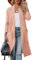 Uusollecy Cardigan Donna Lungo a Maniche Lunghe Drappeggiato Aperto con Tasche Cardigan Donna Autunno Invernale,Rosa,L