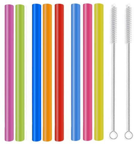 8pcs Paille Bubble Tea Reutilisable Plastique, 260x13mm Pailles Colorées Extra Larges, Pailles Alimentaires de Haute Qualité, Grosse Paille Paisses pour Smoothie, Milk-shake, Thé à Bulles