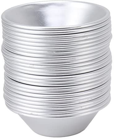 25 Pezzi Stampo per Cupcake, Stampo per Dessert Antiaderente Riutilizzabile Rotondo in Alluminio, Stampi per Crostate Piccole, Mini Cupcake, Muffin, Biscotti, Pirottini per Cuocere al Forn
