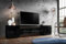 Komodee, Meuble Banc TV Merano, Noir, Largeur 230 cm x Hauteur 52,5 cm x Profondeur 35 cm, sans LED, pour Salon, Chambre