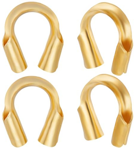 Beebeecraft 40Pcs Sterling Silver Wire Guardian Gold U Shape Wire Guard Loops Thread Protector with Storage Box for Jewellery Making Bracelet Necklaces DIY Crafts (Hole: 0.6mm/22 Gauge)