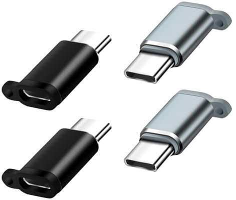 Adattatore USB C (4 pezzi), Adattatore da Micro USB a USB C, Adattatore da USB C Maschio a Micro USB Femmina, Compatibile con MacBook Pro, Tablet, Samsung Galaxy e altri Dispositivi USB C