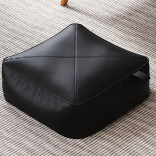 ALMASI Bodenkissen für drinnen und draußen, quadratisches Sitzkissen aus PU-Leder für Terrasse, Garten, Meditationskissen für Yoga, Wohnzimmer, Sofa, Balkon 45 * 45 * 20cm Black