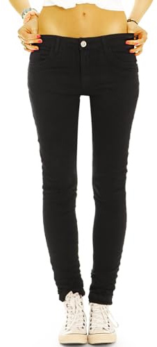 BE STYLED Slim-fit-Jeans, Low Waist Hose, hüftige Schwarze Skinny Röhrenhose, Stretch - Damen - j42p (M)