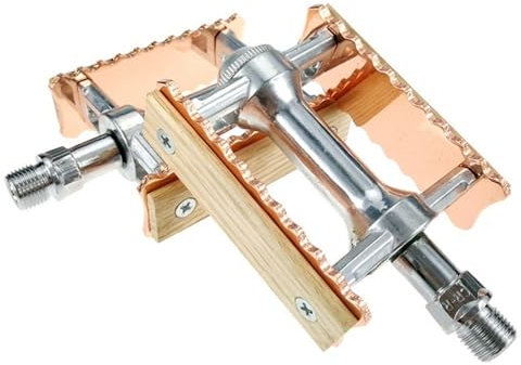 Pedale Fahrrad Fahrradpedale Ultraleichte Fahrrad -Aluminiumlegierung MTB Rennrad Radfahren Klassische Retro-Holzstile Nicht-Schlupf-Pedale Fahrradpedale (Color : Rose Gold)