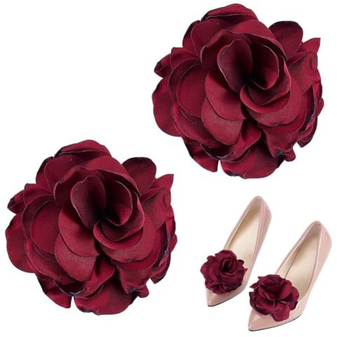 DELORIGIN 1 Paar Schuhclips Mit Roten Blumen Schuhschnallen Für Hochzeiten Brautschuhe Abnehmbare Schuhclips Schuhschnallen Charm Für Frauen Haarnadel Broschen Party High Heels Flats