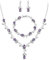 EVER FAITH Hochzeit Schmuck Set für Braut Brautjungfer, Lila Silber-Ton Teardrop Cubic Zirkonia Blatt Rebe Prom Halskette baumeln Ohrringe Armband für Damen