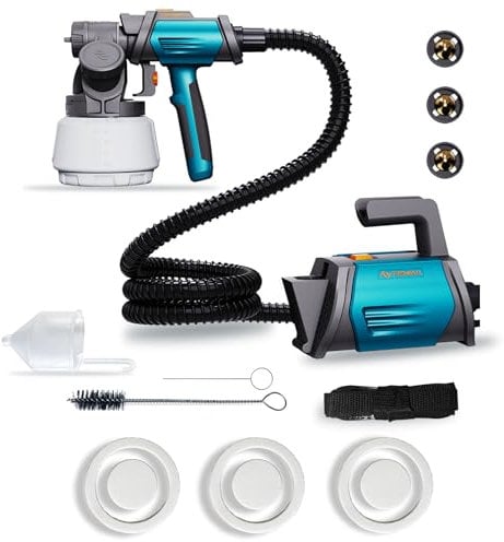 Tilswall Pistola a Spruzzo per Verniciare Shark 800 Pistola a Spruzzo Elettrica con 4 Ugelli in Rame e Filtro, 1200 ML/MIN, 3 Modalità di Pittura, Contenitore 1300 ML, Facile da Usare e da Pulire