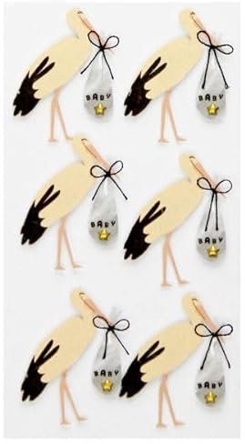 Artoz 3D-Sticker, Storch mit Beutel-Design, handgemacht, Schweizer Design, für Basteln, Geschenke, Karten, Verpackungen